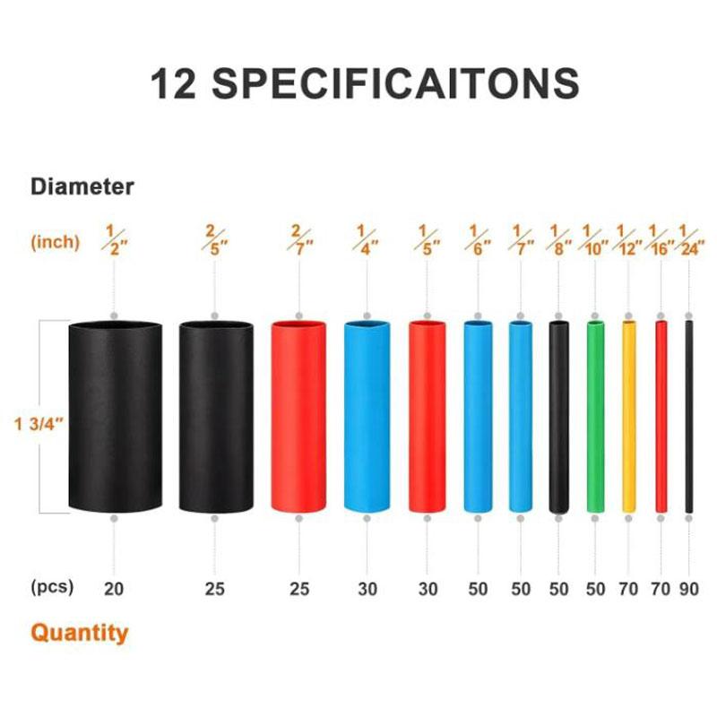 Термоусадочная обертка Усадочная изоляционная оплетка Термоусадочный кожух Автомобильный электрический кабель Термоусадочная трубка Набор трубок