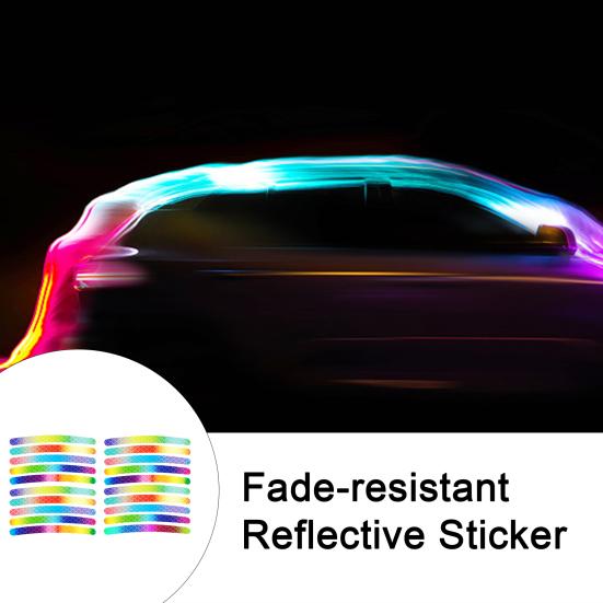 20 шт., светоотражающая наклейка на ступицу колеса автомобиля, самоклеящаяся, универсальная, цвета радуги, предупреждение о безопасности ночного вождения, наклейка, полоса, лента, автомобильные аксессуары