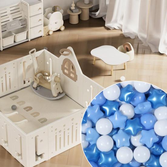 100Pcs/Set Colorful PE Crush Ball Round Star Thickened Pit Proof BPA Phthalate Free Safe Indoor Outdoor Baby