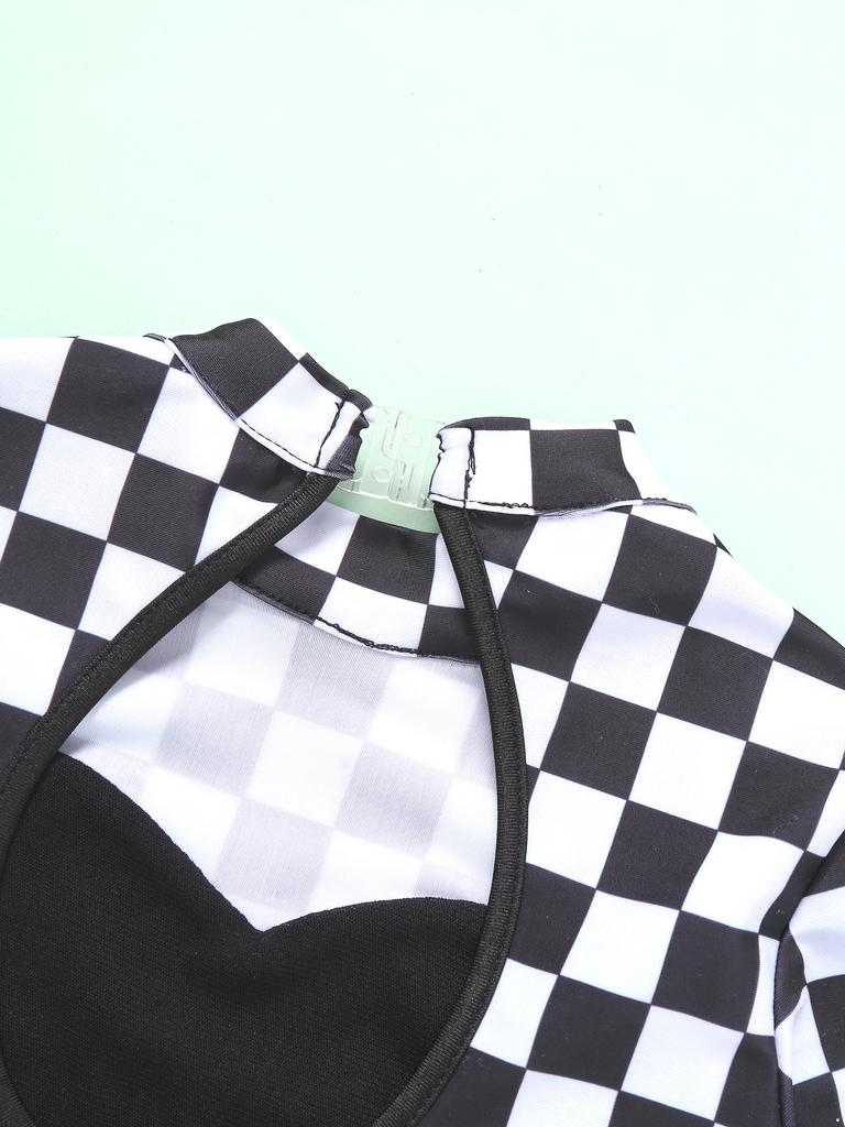 Детский карнавал, косплей, тематическая вечеринка, танцевальная одежда для команды поддержки, костюм для девочки-гонщицы, платье с блестками и клетчатым принтом, юбка-пачка