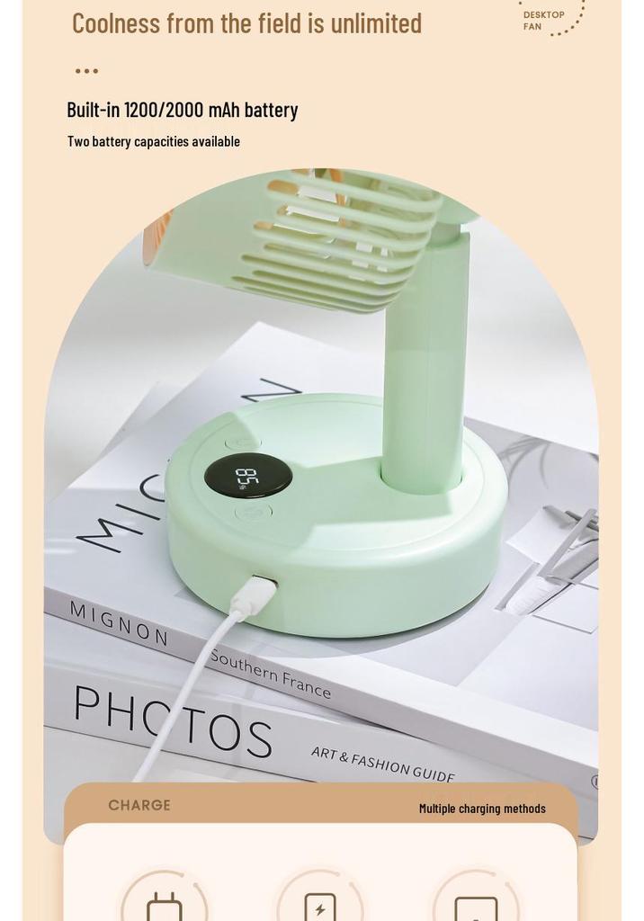 2025 Portable Silent USB-Charging Desktop Fan for Dorms with Oscillation