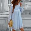 Solid Jacquard Short Women Casual High Waist Butterfly Sleeve Spring Summer Mini Dress A Line Dress