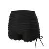 Swimming Trunks with Side Slit Adjustable Drawstring Belt Pleated Solid Color High Waist Swimming Shorts