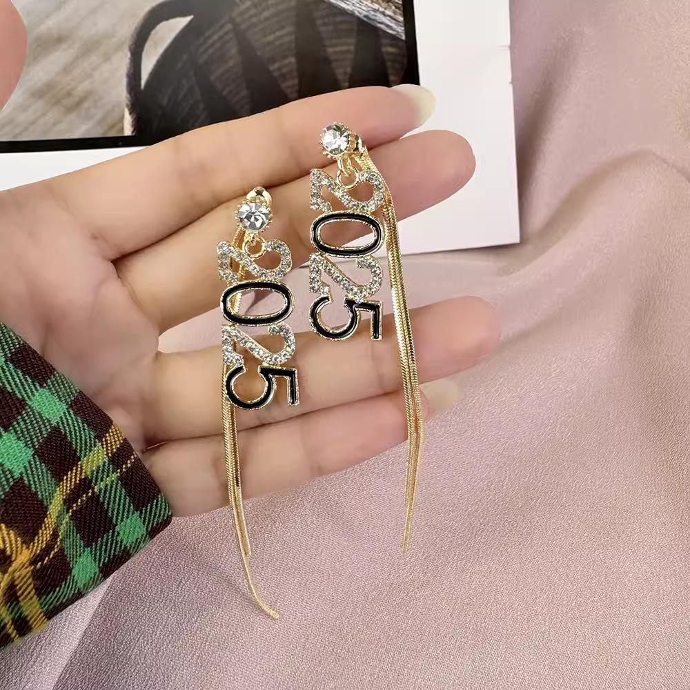 Серьги Digital 2025 демонстрируют темперамент, бахромчатая линия ушей с бриллиантами, изысканные и универсальные аксессуары