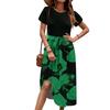 Women's Casual Cute Pattern Print Round Neck Midi Dress Basic Classic Outdoor Everyday Short Sleeve Loose Dress