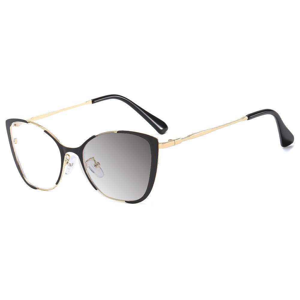 Brand Design Retro Small Cat Eye Patchwork Color Femal Frame Photochromic Anti Blue Light Computer Women Custom Reading Glasses