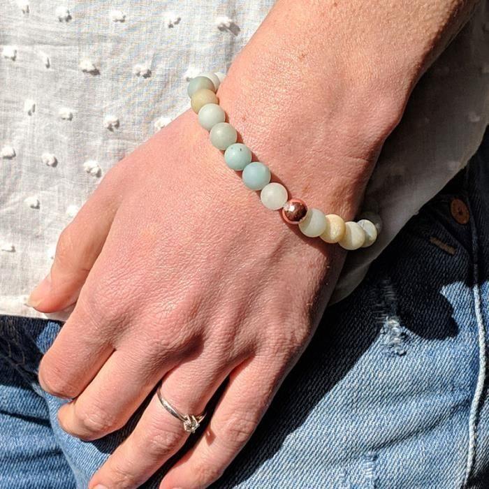 Meditation Bracelet - SHOP-STORY - Amazonite - One Size 18 Cm - Natural Stone - Woman