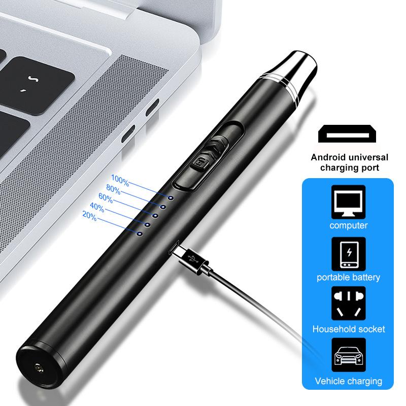 Mini Power Display Electric Pulse Flameless Arc Lighter Type-C USB Rechargeable Candle Kitchen Gas Stove Ignition Tool