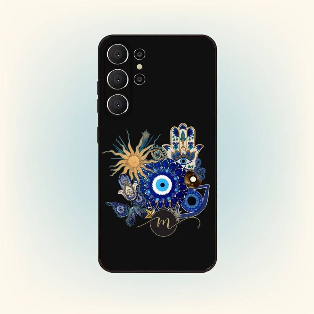 Чехол для телефона 'Счастливый глаз' и 'Синий сглаз' для Samsung S26, S25, S24, S21, S22, S23, S30, Ultra, S20, FE, Lite, 10, 9, Черный чехол