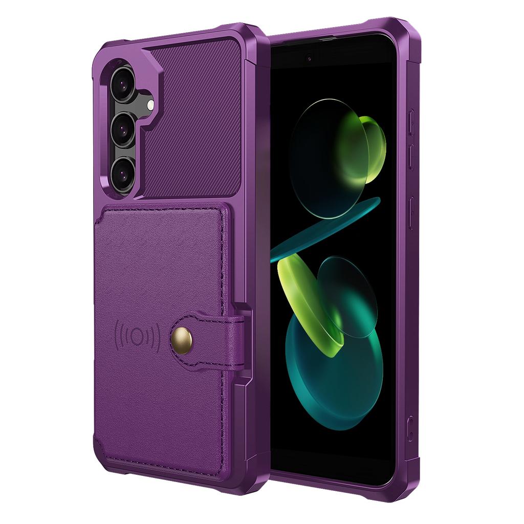 Чехол для Samsung Galaxy S24 FE с держателем для карт, задняя крышка телефона из ПУ кожи+ТПУ