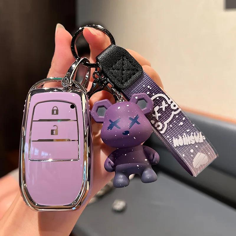 Мягкий ТПУ Автомобильный Чехол-Крышка для Брелка Smart Key Подходит для Toyota Rav4 Crown Hilux Fortuner Camry Land Cruiser Prado Защитный Корпус Удаленный Авто Аксессуары