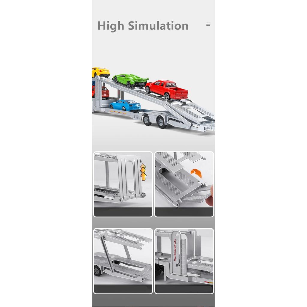 1/50 Alloy Double Deck Flatbed Trailer Model Diecast Metal Heavy Semi Trailer Transport Vehicle Truck Car Model Simulation Kids Gifts