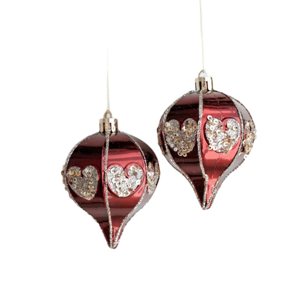 Red Painted Christmas Hanging Ornaments Bell Shape Irregular Design Small Pendants Bright Color Donut Shape