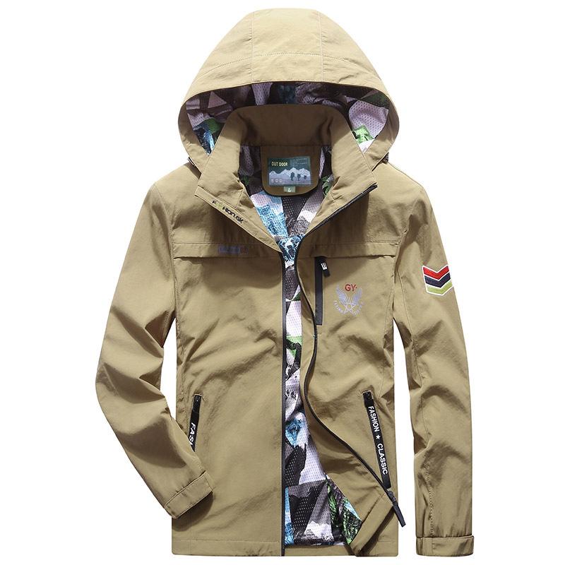 Новые мужские повседневные куртки весна и осень свободная мужская ветровка с капюшоном большой размер топы повседневные