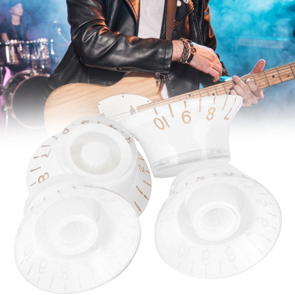4 шт. ручка регулировки тона прозрачный колокольчик громкость аксессуары для музыкальных инструментов для гитары бас белый с золотой надписью