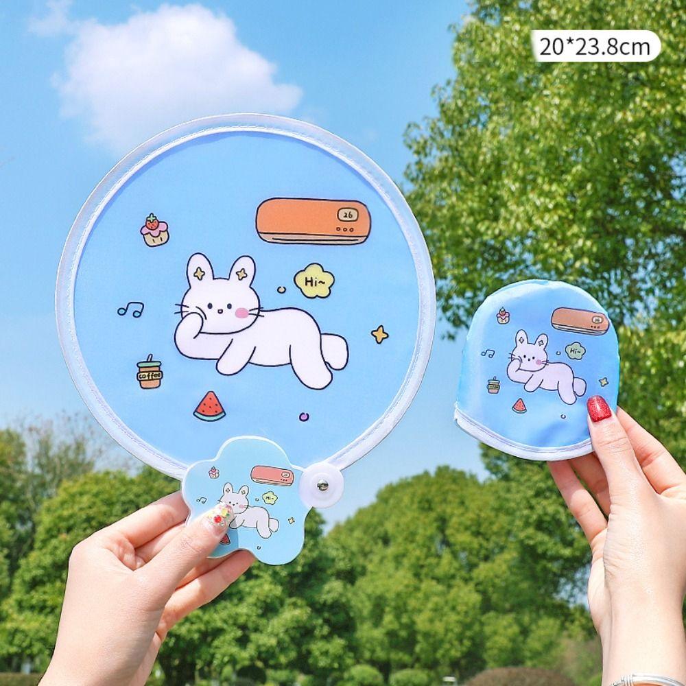 Cloth Hand Held Fan Cartoon Round Fan Portable Folding Group Fan