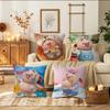 CUTE Pig Pillow Covers Cartoon Sofa Decorative Home Double-sided Printing Short Plush Cute Cushion Cover