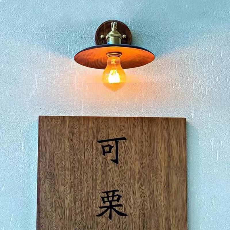 Retro Black Walnut Color Wall Lamp Nordic Homestat Bedside Cafe Restaurant Studio Window Door Lamp