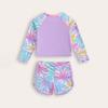 2025 European & American Kids' Maple Leaf Print Long Sleeve Swimsuit