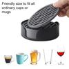 6Pcs Silicone Coasters Set with Holder Non-Slip Cup Mat Drinks Desk Home Decor Tabletop Protection Round Hot Cold Drink Coasters for Wood Glass