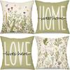 Greenery and Floral Warm Home PillowcaseBedroom Living Room Sofa Home Decor Polyester Cushion Cover with Zipper