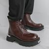 Men’s Retro Punk Thick Sole Platform Boots Cool Elevator Boots Black Brown Motorcycle Boots High Boots Plus Size