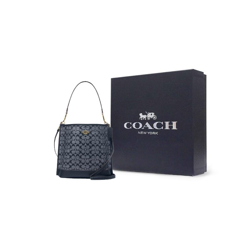 Coach Mollie Classic Monogram Jacquard Bucket Bag Women handbags Denim-Blue CH229-IMDEI