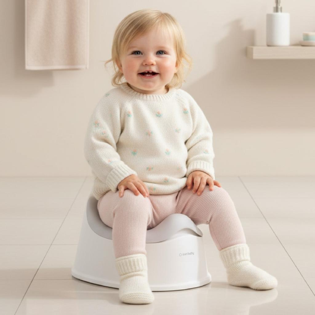 Nocnik Dla Dzieci Antypoślizgowy Z Wyjmowanym Wkładem Stabilny Biało Szary Sun Baby
