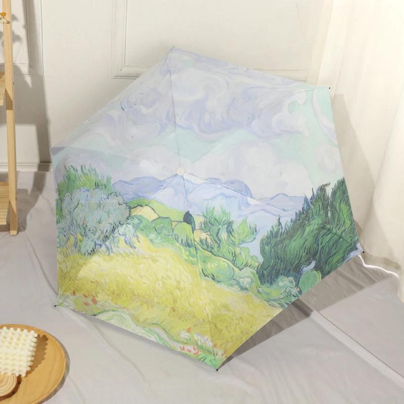 Portable Sun Umbrella Sunny and Rainy Umbrella Mini Pocket Cute Color Folding Umbrella Black Rubber UV Protection Sunshade