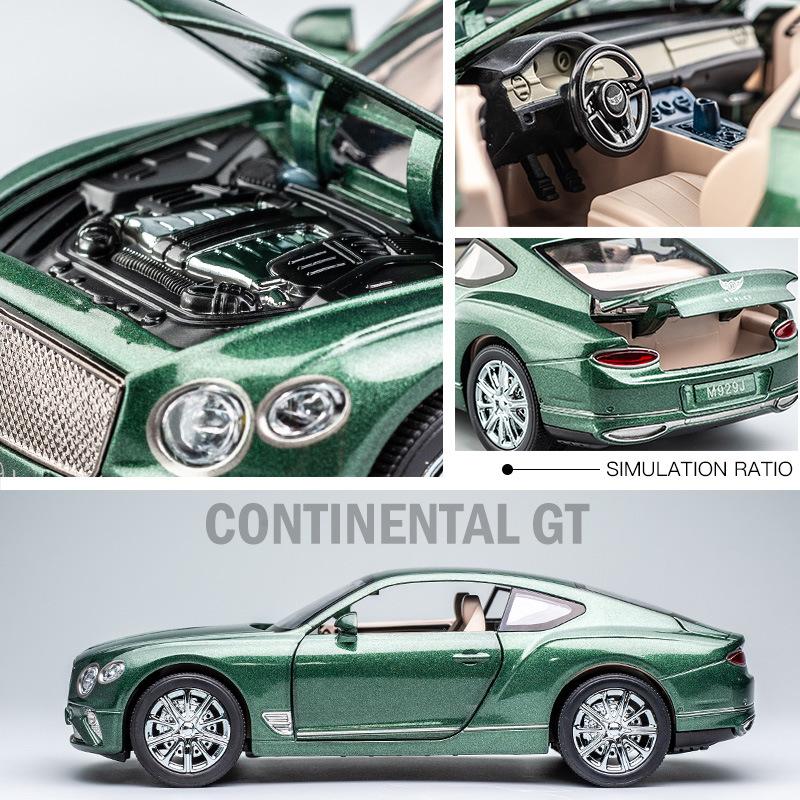 Масштаб 1/24 Bentley Continental GT, литая под давлением модель автомобиля, игрушечный автомобиль с откатным механизмом, звуком и светом для детей, коллекция подарков для мальчиков и девочек
