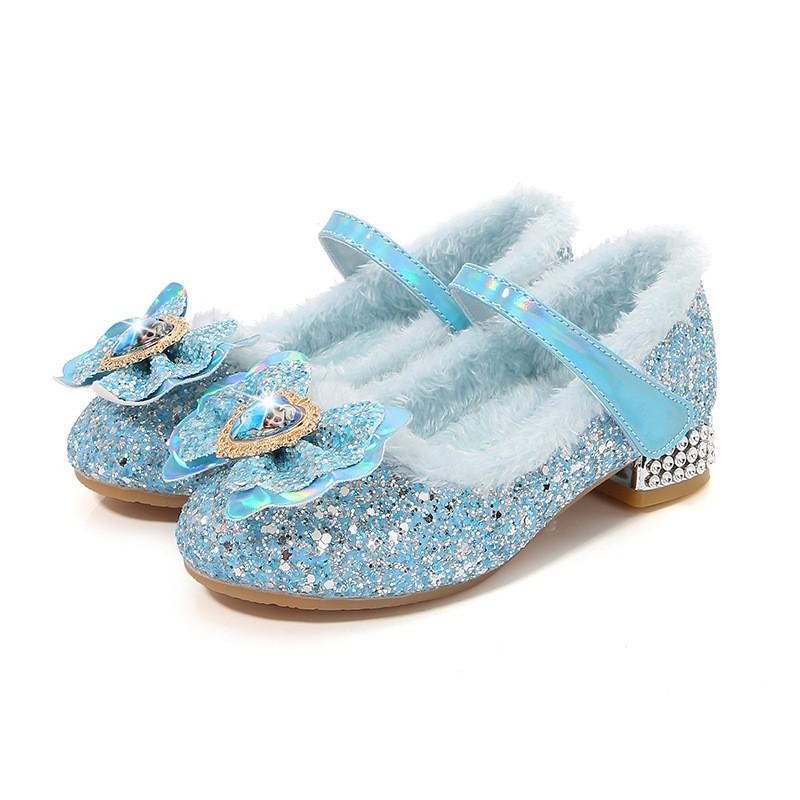 Girls Princess Winter Shoes Pink Elsa Crystal Heels Kids Toddler Dress