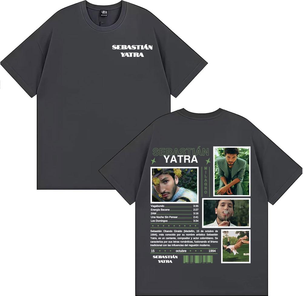 Singer SEBASTIAN YATRA Milagro 2025 Graphic T Shirt Unisex Women Fashion Hip Hop 90s Vintage T Shirts Cotton 100 Oversized Tshirt