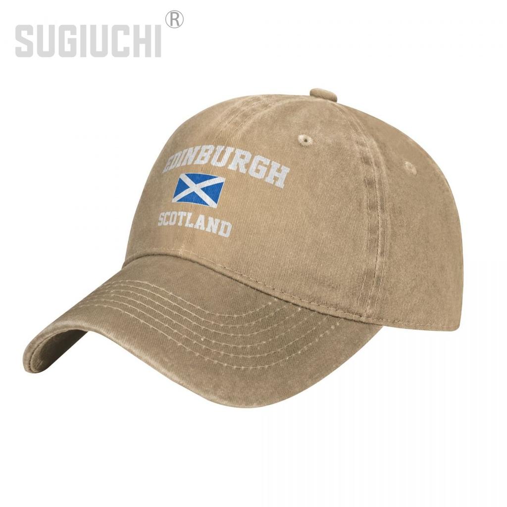 Flag of Scotland Edinburgh Unisex Adult Charcoal Washed Denim Baseball Cap Unisex Classic Vintage Cotton Dad Patriotic Trucker Hat