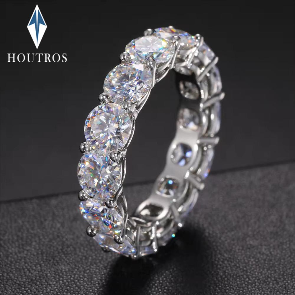 5mm D Color Moissanite Row Ring 925 Silver Diamond Wedding Band Rings For Women Certified Fine Jewelry Gift Houtros
