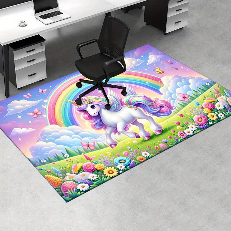 1pc Rainbow pony Soft Printed Area Rug, Office Carpet, Under Chair Protector Blanket for Bathroom, Living Room, Bedroom, Laund