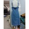 Women's Sleeveless U Neck Strap Distressed Casual Slim Fit Knee Length Denim Dress