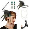 1920S Green Tassel Feather Headband Vintage Party Headgear Ladies Halloween Ornament Set