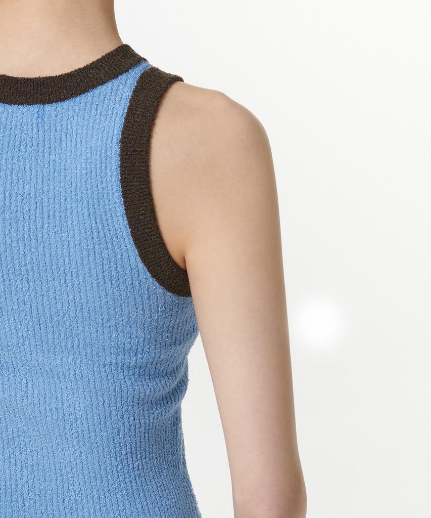 MUSINSA STANDARD WOMAN Women'S Mini Boucle Ringer Knit Sleeveless Top [Sky Blue]