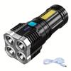 Cross-Border Quad-Core LED Rechargeable Flashlight with COB Side Light