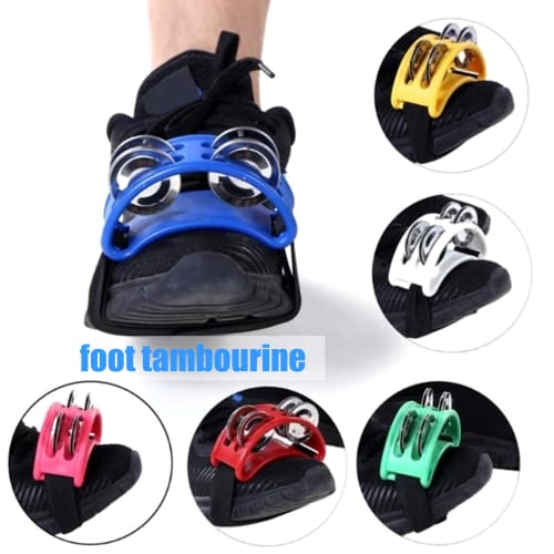 Leiasnow Tambourine Percussion Foot Tambourine Foot Bells Foot Instrument (Black, 2 Pieces)