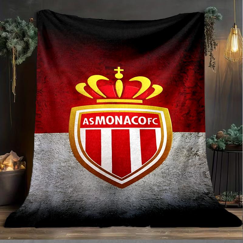1PC Monaco Football club Printed Soft Flannel Blanket Throw for Adult Bedroom Living Room Sofa Camping Travel Fan gifts Christmas Gifts
