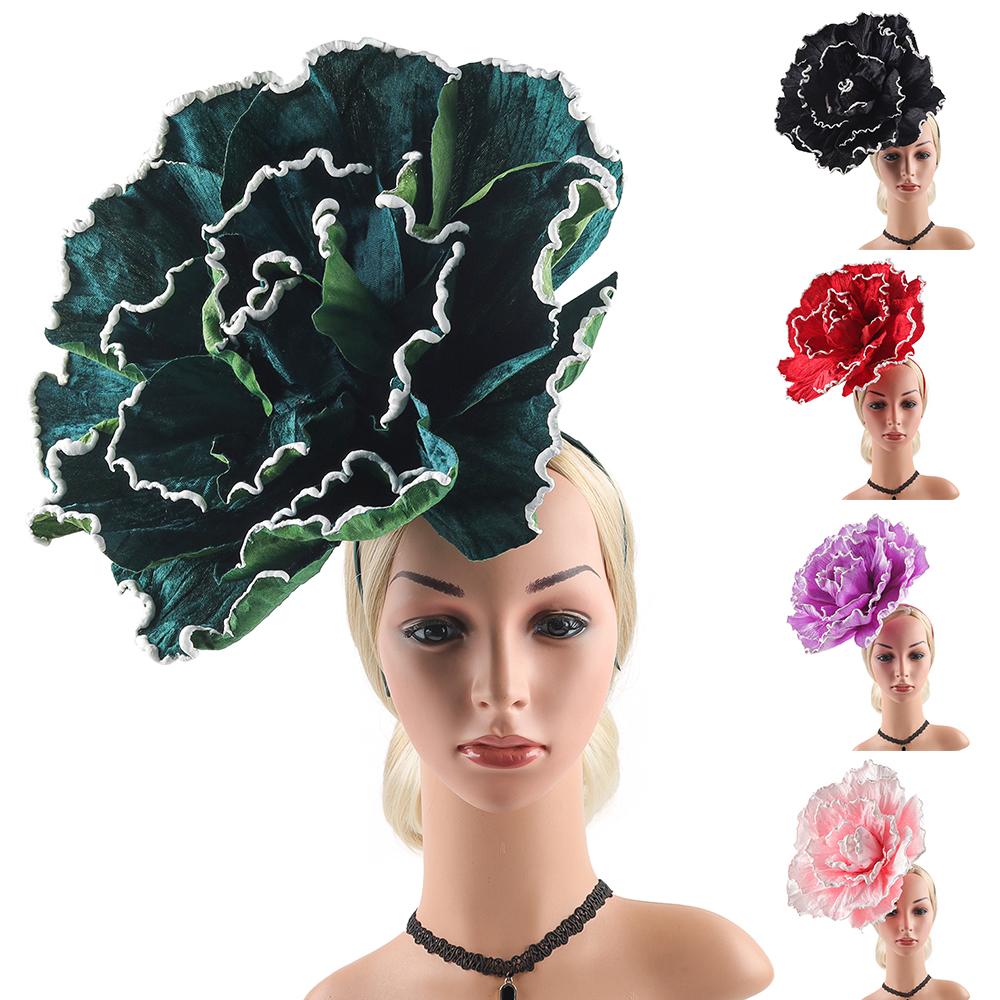 Большой цветок фасинатор Преувеличенная повязка на голову и заколка Элегантный аксессуар для волос для женщин