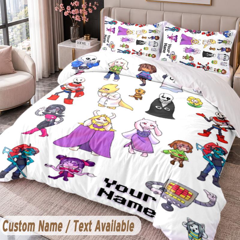Custom Name Text 3Pcs Bedding Set Undertale Duvet Cover And Two Pillowcases