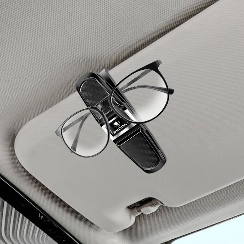 BATG1 Skoda Car Glasses Case Auto Sun Visor Glasses Holder Sunglasses Clip Card Ticket Holder Pen Case Clip Box Universal Accessories