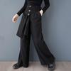 Black Plus Size Vintage Spring Autumn High Waist Wide Leg Skirt Pants Women Loose Casual Trousers