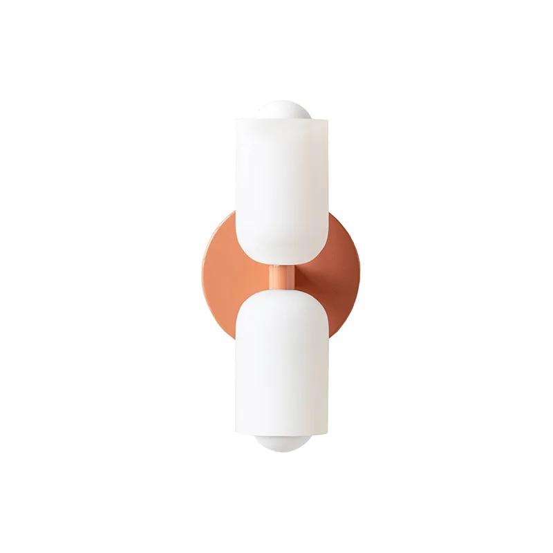 French Cream Wind Wall Lamp Double Headed Bedroom Living Room Master Bedroom High Grade Medieval Staircase Design Glass Lamp