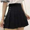 Черная плиссированная юбка трапециевидной формы, женская кружевная юбка с высокой талией, тонкая, свежая, милая, сексуальная, горячая, офисная, женская, в консервативном стиле, корейская мода, весна-лето