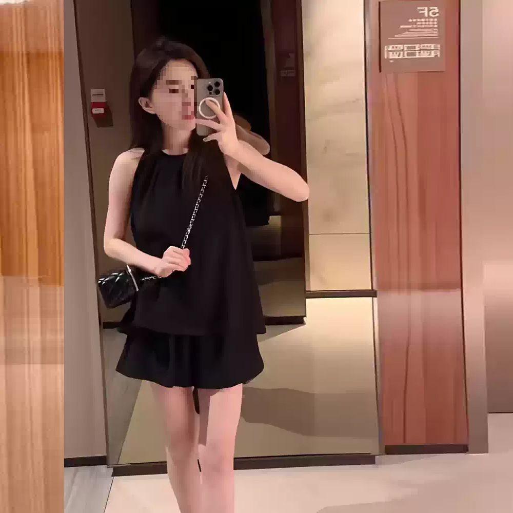 Girl Summer Casual Sets With Linen Fabric For Women Lightweight Sleeveless Tank And Shorts Outfit