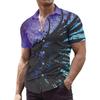 Мужская повседневная рубашка с коротким рукавом и принтом крыльев 3D, цветная контрастная рубашка стретч
