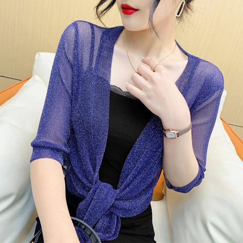 Легкая летняя шаль: Стильный короткий кардиган из сетчатой пряжи, идеально подходит для платьев